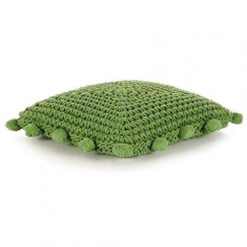 Cojín Decorativo Tejido de Canasta Verde 50 x 50 cm Algodón