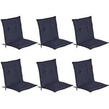 Set de 6 Cojines para Sillas de Jardín con Respaldo Bajo - 100x50x6 cm - Gomaespuma Compacta Azul