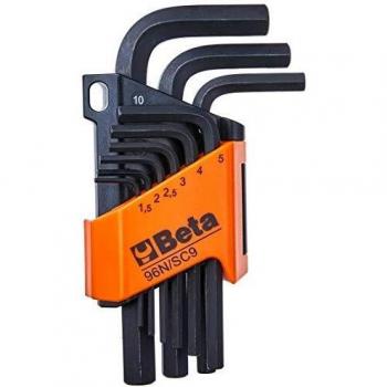 Set de 9 Llaves Hexagonales Macho Plegadas Beta 96N/SC9, Tamaños de 1.5 a 10mm, con Soporte Plástico