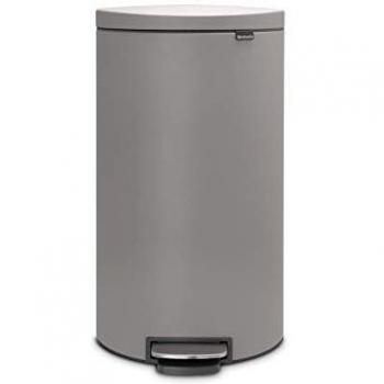 Brabantia Flatback+ - Cubo de basura de Pedal de 30 l, mineral concrete grey