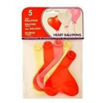GLOBOS CON FORMA CORAZON BOLSAS DE 5