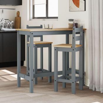 Taburetes altos 2 uds madera maciza de pino gris vidaXL