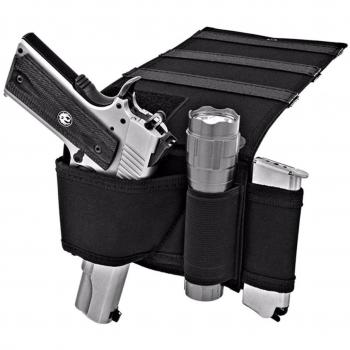 handfly R ¨ ¦ glable bajo el colchón funda de pistola Holster si ¨ ¨ ge de coche oficina pistola armería pistola ¨ ¦ tui con hebilla de lámpara de bolsillo, negro