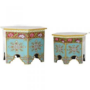 Mesa Auxiliar Multicolor de Madera de Mango - 48 x 41,5 x 49 cm