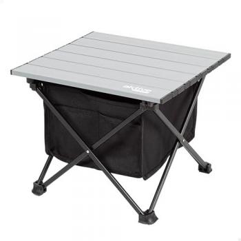 Aktive - Mesa camping plegable pequeña, 38x34x30 cm, negro y gris, de aluminio y poliéster, con zona de almacenaje y topes antivuelco, tablero desmontable, máx. 30 kg