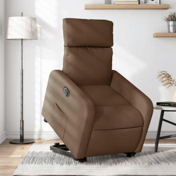 Silla reclinable eléctrica elevable de tela marrón Vidaxl