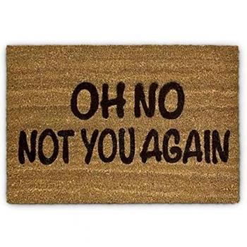 Relaxdays – Felpudo OH NO Not You Again para la Entrada de su hogar Hecho de Fibras de Coco y PVC con Medidas 40 x 60 cm Antideslizante Elemento Decorativo, Color Natural