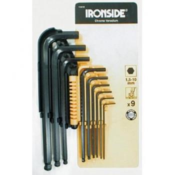 Ironside 114010 - Juego de llaves allen largas en estuche plegable
