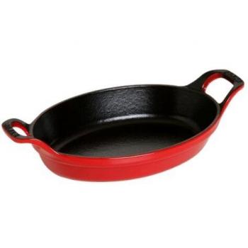 STAUB Fuente Ovalada apilable, Hierro Fundido, Rojo Cereza, 21 cm