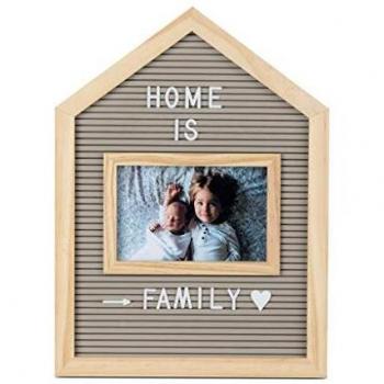 Balvi Marco & Tablero Letras Home Color Gris para Fotos de 10x15 con Letras, números y símbolos Mader
