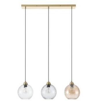 Lámpara dorada de metal y vidrio ahumado con 3 globos - Ancho 80 cm x Altura 120 cm x Profundidad 20 cm - SUSANNE