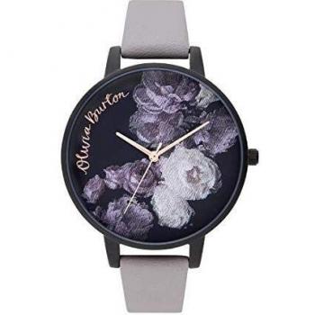 Olivia Burton Women's Fine Art Quartz Watch with Grey Leather Strap (Ø 38 mm)