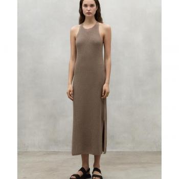 Vestido Citrine marrón de Ecoalf - Elegante vestido midi de tirantes y cuello redondo para mujer