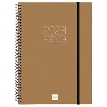 Finocam - Agenda 2023 Espiral Opaque Semana Vista Horizontal Enero 2023 - Diciembre 2023 (12 meses) Marrón