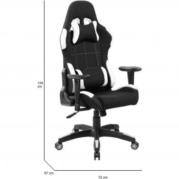 Silla Gaming Daren - Sillón de Escritorio Adulto, 57x72h124/134 cm, Negro y Blanco