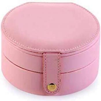 MINGZE Joyero - 2 Capa Organizador de la joyería Caja de Almacenamiento, de tamaño pequeño con Espejo para, el Anillo del oído del Collar del Perno Prisionero de cumpleaños Regalo