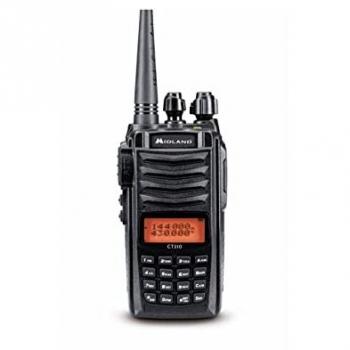 Walkie Talkie VHF/UHF Doble Banda Midland CT-310, 200 Canales, Pantalla Color, Señal Digital DSP, Batería Recargable 1200 mAh, Cargador de Sobremesa y
