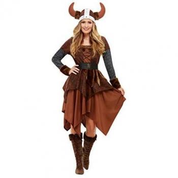 Smiffy's 50742L - Disfraz de reina bárbara vikinga, para mujer, color marrón
