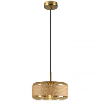 Lámpara Colgante Pantilo Rope 27 en Oro, Acero y Cristal, E27, Ø 27 cm