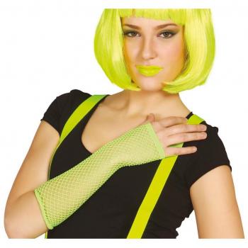 Guantes Mitones de Malla Verde Neón de 26 cm