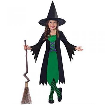 amscan-9905090 Disfraz de Bruja traviesa, Color Verde, Age 6-8 Years