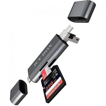 ICY BOX IB-CR201-C3 Lector de Tarjeta USB Tipo C con Conexiones Tipo A y Micro-B