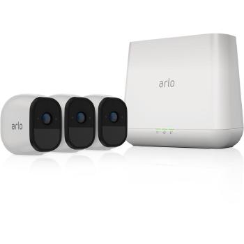 Arlo Pro VMS4230 - Sistema de seguridad y vigilancia de 3 cámaras sin cables con estación base y sirena