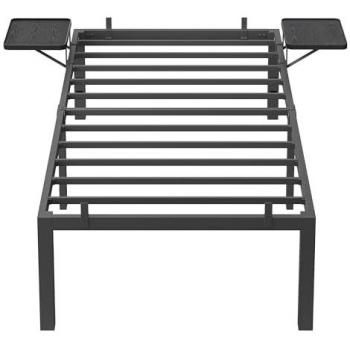 Estructura de Cama Doble de Metal con Estantes de Almacenamiento, Ideal para Colchón de 140x190 cm, Montaje Sencillo, Perfecto para Habitaciones Pequeñas, Color Negro