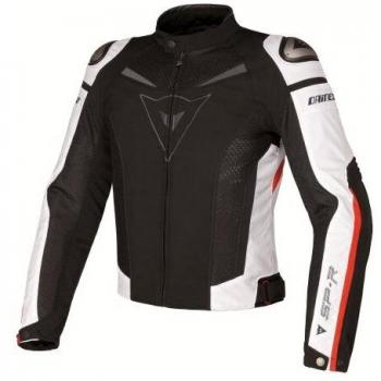 Dainese Super Speed Tex 1735143 Chaqueta Moto, Adultos unisex, 46, Negro/Blanco/Rojo
