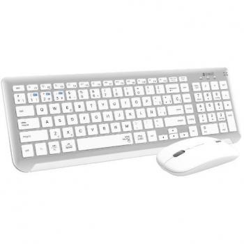Subblim Combo Teclado Dual Prestige Extendido QWERTY Español + Ratón Silencioso Inalámbrico 2.4G + Bluetooth Plata/Blanco