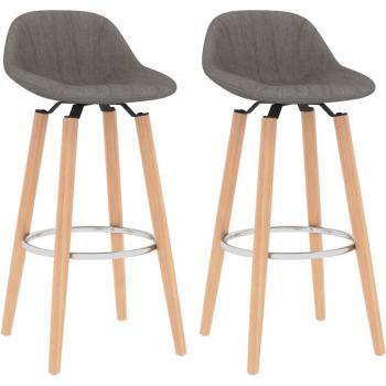 Taburetes de Bar de Tela Gris Claro - 2 Piezas, Diseño Elegante, Asiento Acolchado, Estructura Resistente, Ideal para Cocina y Comedor