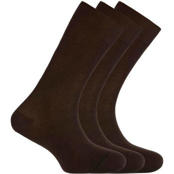 Pack de 3 pares de calcetines de hombre de algodón mercerizado en color marrón - Punto Blanco