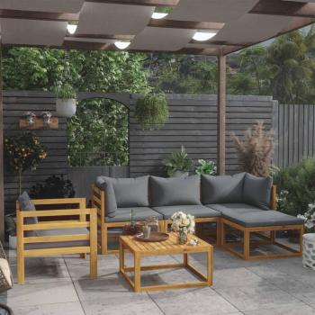 Muebles de jardín 6 pzas cojines madera maciza de acacia vidaXL