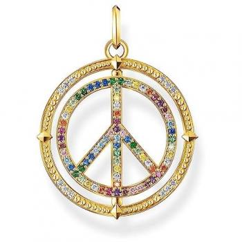 Thomas Sabo Gold-Plated Multicoloured Peace Sign Pendant PE941-996-7