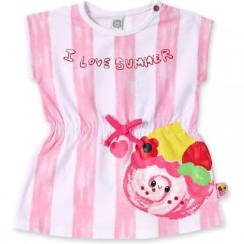 Tuc Tuc - Vestido de bebé niña de punto con patrón de rayas y cordón ajustable, color Creamy Ice