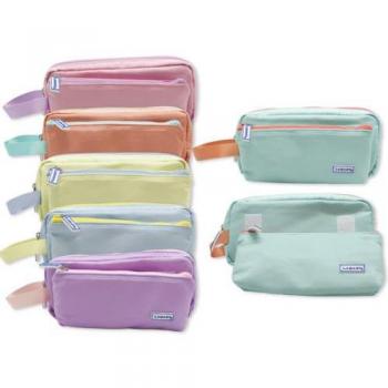 Lagart 329272 Estuche Portatodo Doble Compartimento con Asa Tacto Suave Colores Surtidos