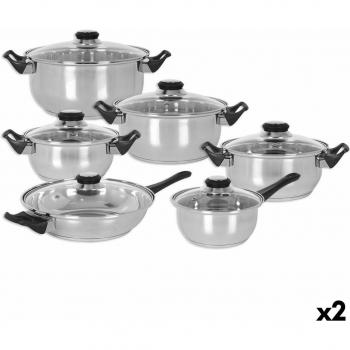Batería de Cocina Quttin Genova 12 Piezas (2 Unidades) Transparente