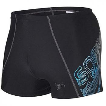 Speedo Logo Panel Aquashort - Bañador unisex, color negro / turquesa / gris, talla 32