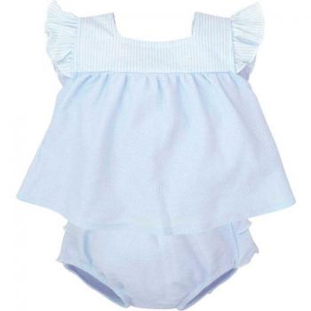 Conjunto de bebé niña con volantes en color celeste