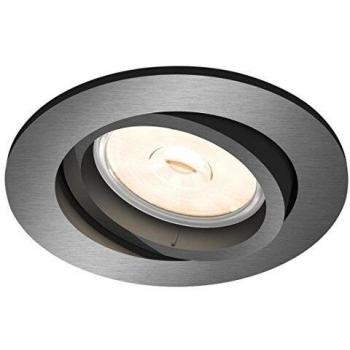Philips MyLiving Donegal GU10 - Foco Empotrable, Orientable, Luz Blanca Cálida, Iluminación Interior, Color Gris