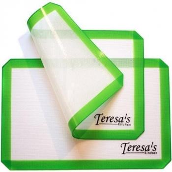 Teresa's Kitchen - 2x Tapis de cuisson en silicone - Anti-adhésif - Résistant à la chaleur - Cuisson Saine - Convient à l'usage alimentaire certifié - Réutilisable - Lot de 2 - 42cm x 28cm - vert