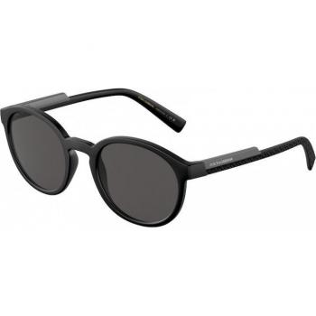 Dolce & Gabbana DG6180 Col. 252587 Men's Sunglasses, Black, Size: 53 MM, Panthos Shape, Matte Finish