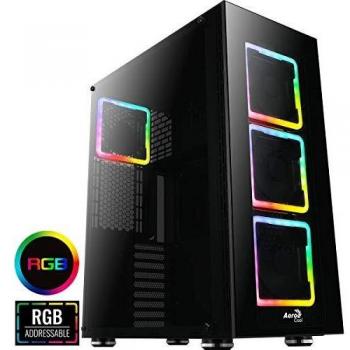 Aerocool TOR Pro - Caja de PC, E-ATX, cristal templado, 4 ventiladores RGB 14cm negro
