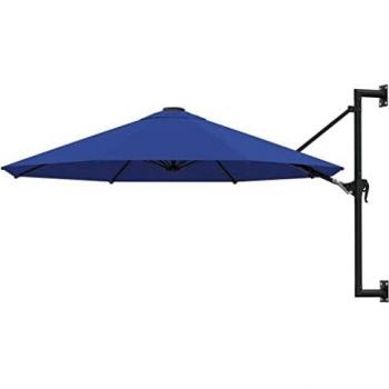 Sombrilla de pared con poste de metal 300 cm azul