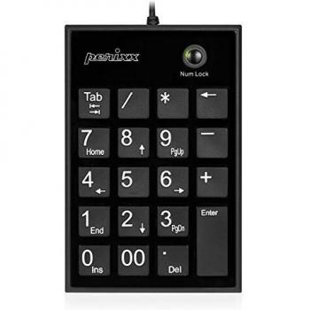 Perixx PERIPAD-202UB, Teclado numérico para portátil - USB - Función de tecla de pestaña - Tamaño Completo 19 Teclas - Letras Grandes - Silent X Type Scissor Keys - Negro