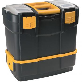 Caja de herramientas Artplast L460xP280xH455 mm, con 2 organizadores, bandeja y compartimento para herramientas eléctricas - Negro / Amarillo