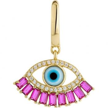 Piercing aro Greek Evil Eye de plata bañado en oro amarillo 18k