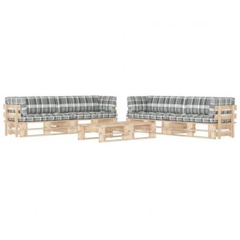 6 Pcs Pallet Sofás Set con cojines en pino impregnado