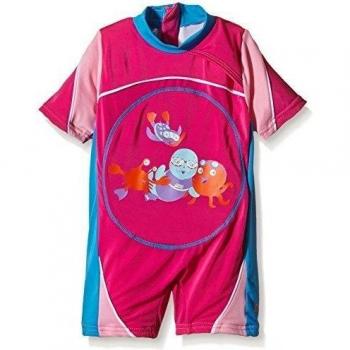 Zoggs Miss Zoggy Swimfree Floatsuit - Body de competición para niña, color rosa, talla 1-2