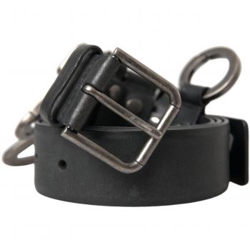 Dolce & Gabbana Black Calf Leather Silver Metal Buckle Belt - 90 cm / 36 Inches